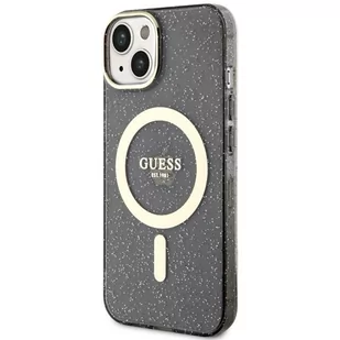 Guess GUHMP14SHCMCGK iPhone 14 6.1" czarny/black hardcase Glitter Gold MagSafe - Etui i futerały do telefonów - miniaturka - grafika 2