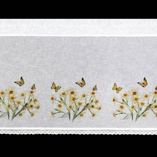 Firana 60 x 150 Dekoracyjna Gotowa Flora Biały+Żół - Firany - miniaturka - grafika 9