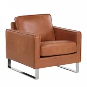 Fotele i krzesła biurowe - Fotel ekoskóra brązowy VIND - miniaturka - grafika 1