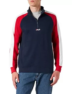 FILA Męska bluza Sioux z zamkiem błyskawicznym do połowy długości, czarna irys-True Red-Bright White, 2XL, Black Iris-true Red-Bright White, XXL - Bluzy męskie - miniaturka - grafika 1