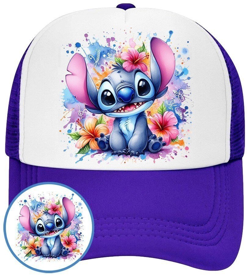 Czapka z Daszkiem Lilo i Stich Niebieska z Nadrukiem Na Lato Siatka Bejsbolówka