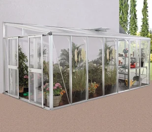 VITAVIA szklarnia przyścienna Helena 11900, srebrna - (11,9 m2; 2,66 x 4,60 m) + baza - Szklarnie ogrodowe - miniaturka - grafika 8