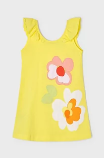 Sukienki - Mayoral Mayoral sukienka bawełniana dziecięca kolor żółty mini prosta - grafika 1
