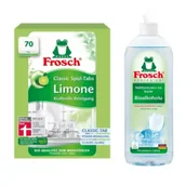 Środki do zmywarek - Frosch Tabletki do zmywarek Classic limonkowe + Nabłyszczacz na bazie Bioalkoholu Zestaw 70 szt. + 750 ml - miniaturka - grafika 1