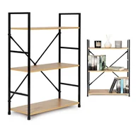 Półki do salonu - Regał Drewniany Metalowa Rama Szeroki Loft 3 Półki - miniaturka - grafika 1