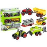 Samochody i pojazdy dla dzieci - Lean Toys Traktory z przyczepami zestaw maszyny rolnicze 6w1 - miniaturka - grafika 1