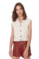 Kamizelki damskie - TRENDYOL Damska kamizelka z dekoltem w serek, jednokolorowa, regularna, dziergana bluza, szara, M, szary, M - miniaturka - grafika 1