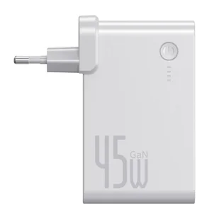 Baseus GaN power bank 10000 mAh ładowarka sieciowa PPS 45 W 2x USB Typ C Quick Charge 3.0 Power Delivery (azotek galu) + kabel USB Typ C 1 m biały (PPNLD-F02) - Ładowarki do telefonów - miniaturka - grafika 4