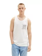 Koszulki męskie - TOM TAILOR Denim Męski 1036484 Tanktop, 12906-Wool White, XS, 12906 - Wool White, XS - miniaturka - grafika 1