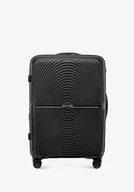 Walizki - Średnia walizka z polipropylenu w okręgi czarna - miniaturka - grafika 1