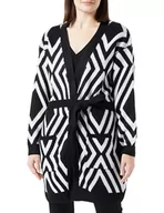 Swetry damskie - caneva Damski kardigan 19019438-CA02, czarny wełniany biały, XL/XXL, czarny wełniany biały, XL-XXL - miniaturka - grafika 1