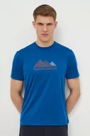 Koszulki męskie - Helly Hansen t-shirt sportowy kolor niebieski z nadrukiem - miniaturka - grafika 1