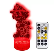 Wyposażenie pokoiku dziecięcego - Psi Patrol Marshall Lampka Nocna 3D Led Rgb Kolor Kabel Usb + Pilot - miniaturka - grafika 1