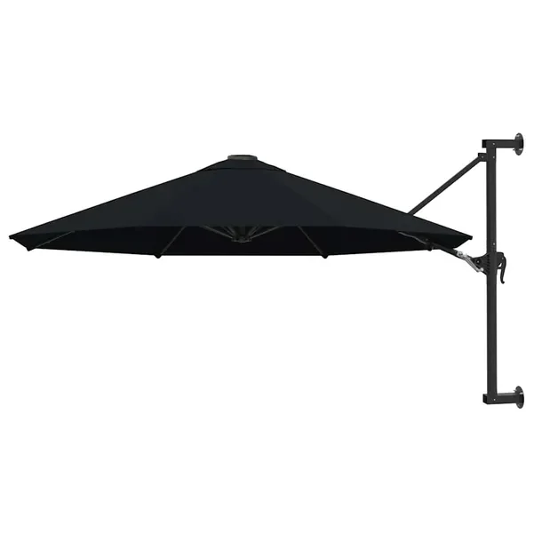 Elegancki Parasol Ścienny UV Czarny, Tkanina + Metal, 300 x 131 cm