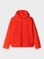 Kurtki i kamizelki sportowe męskie - Męska kurtka puchowa pikowana 4F 4FWAW24TDJAM573 - czerwona - miniaturka - grafika 1