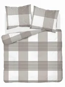 Pościel - Detexpol Pościel flanelowa 220x200 beżowa kratka 4944 B Flanela 2024 - miniaturka - grafika 1