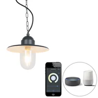 Lampy sufitowe - QAZQA Inteligentna lampa wisząca zewnętrzna antracytowa IP44 z Wi-Fi ST64 - grafit Kansas - miniaturka - grafika 1