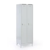 Szafki biurowe - Metalowa szafka ubraniowa na nogach, 2-drzwiowa, 1920 x 600 x 500 mm, zamek cylindryczny, drzwi szare - miniaturka - grafika 1