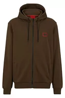 Kurtki męskie - HUGO Męska kurtka z kapturem Dorneol z French Terry z zamkiem błyskawicznym i obramowanym logo, Dark Green303., M - miniaturka - grafika 1