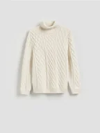 Swetry męskie - Reserved - Strukturalny sweter z golfem - złamana biel - miniaturka - grafika 1