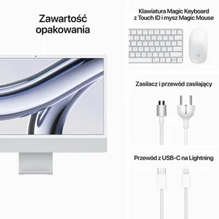 Apple iMac 24" 4,5K Retina M3 8-core CPU + 10-core GPU / 16GB / 512GB SSD / Gigabit Ethernet / Srebrny (Silver) - Zestawy komputerowe - miniaturka - grafika 10