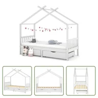 Łóżka dla dzieci i młodzieży - The Living Store Łóżko dziecięce z szufladami białe sosna 90x200 cm - miniaturka - grafika 1