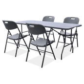 Stoły gastronomiczne - Zestaw CATERINGOWY stół 180 cm + 4x krzesło Graphite Wood - Focus Garden - miniaturka - grafika 1