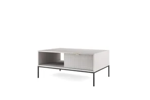DomoHome Elegancki stolik kawowy Nova - ze złotym akcentem, Nowoczesna szuflada wykonana z MDF i czarne metalowe nogi, Minimalistyczny design, Kolor: Szary, Rozmiar: 104x104x46 cm - Ławy i stoliki kawowe - miniaturka - grafika 1