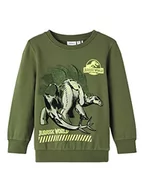 Bluzy dla chłopców - NAME IT Bluza chłopięca Nmmjovan Jurassic Sweat Unb Vde, Rifle Green, 98 - miniaturka - grafika 1