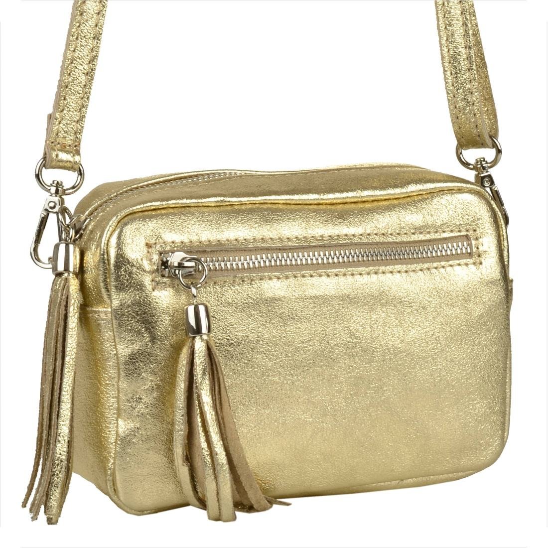 Torebka listonoszka skóra naturalna złota włoska