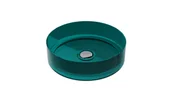 Umywalki - Umywalka nablatowa Besco Enya 36 cm okrągła zielona z maskownicą chrom UME-36-OBC - miniaturka - grafika 1