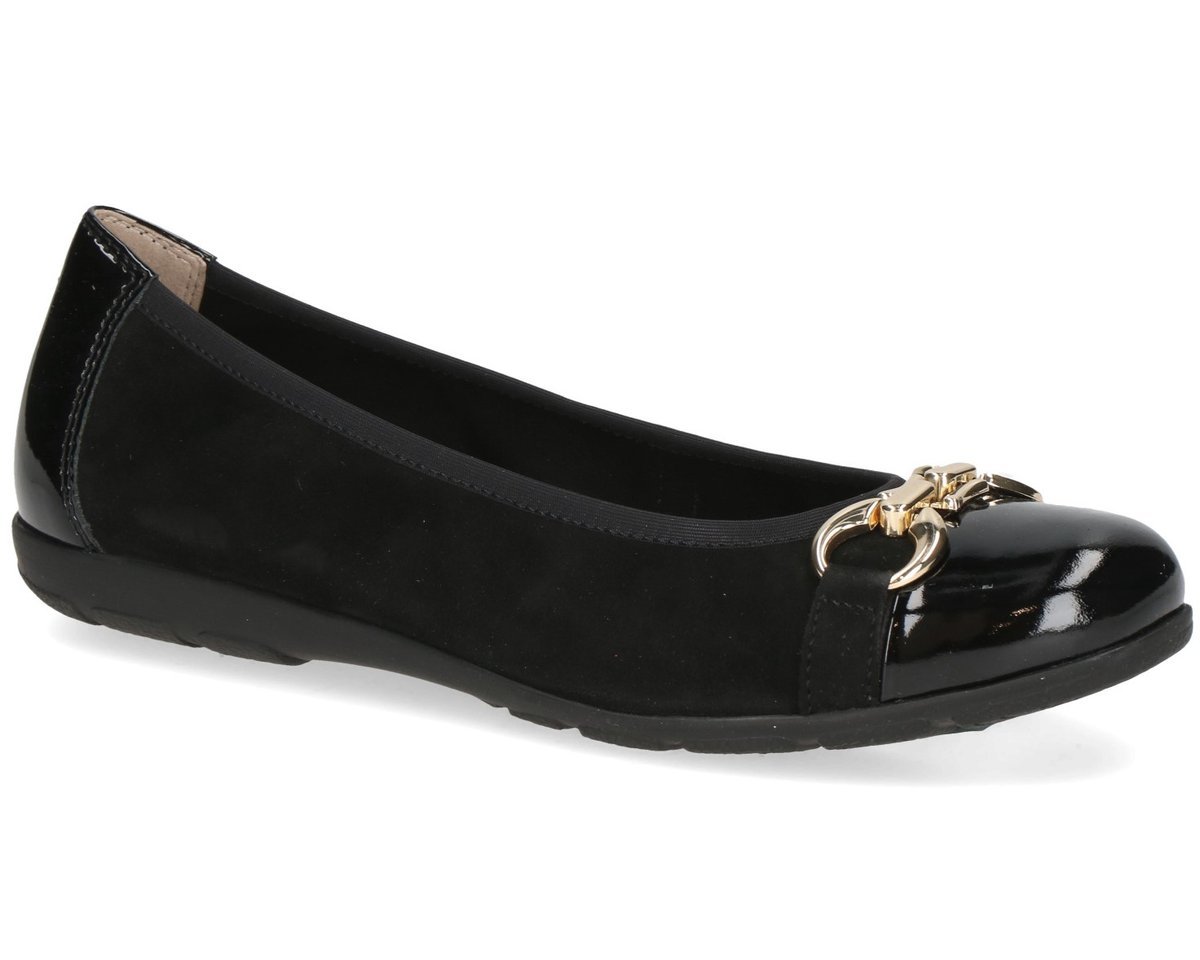Baleriny baletki damskie Caprice 22172 skórzane czarne z ozdobą-38
