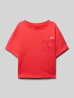Koszulki dla dziewczynek - T-shirt z wyhaftowanym logo - miniaturka - grafika 1