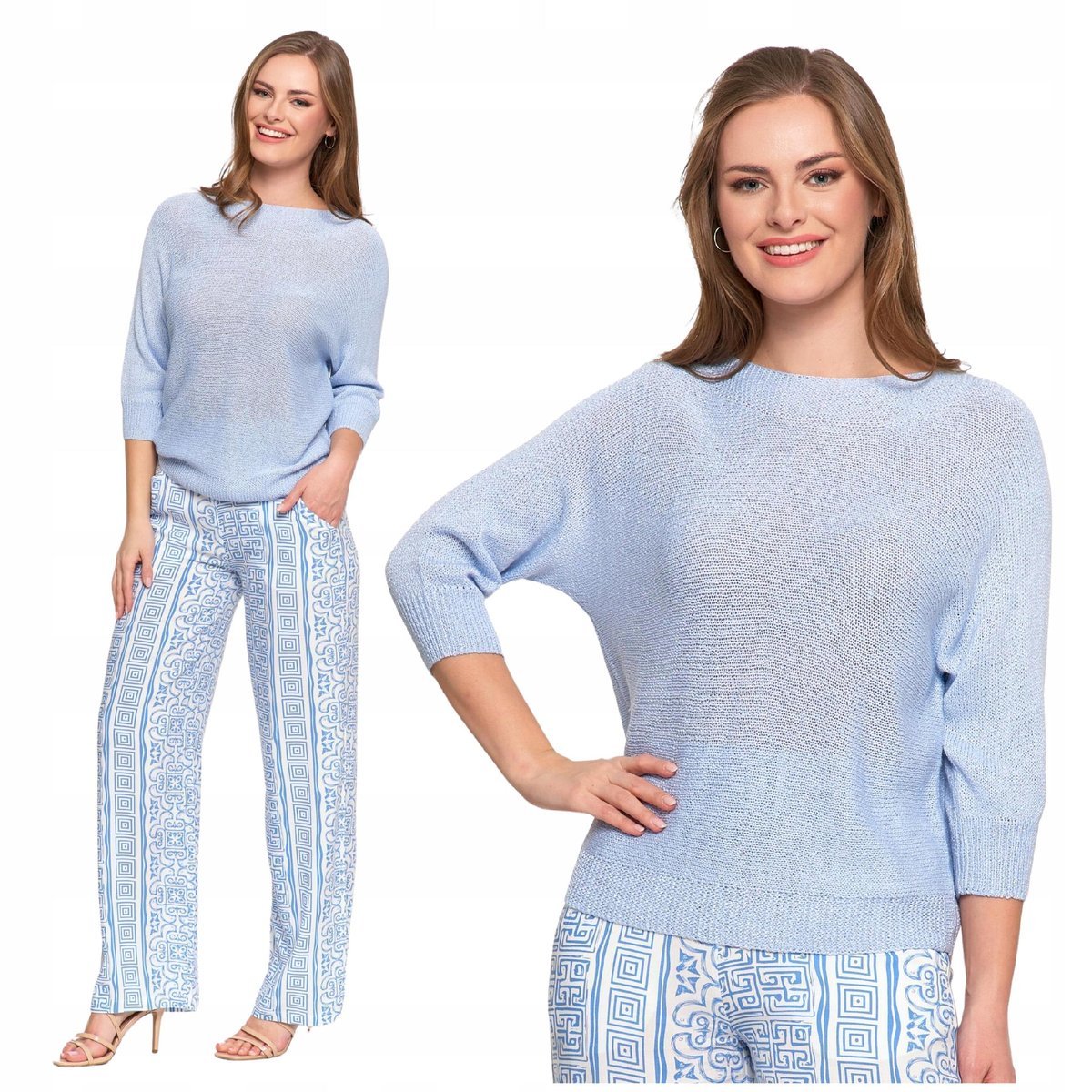 Sweter Damski Ażurowy Delikatny Sweterek Cienki Dekolt Łódka MORAJ - M