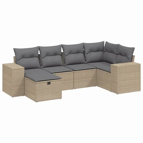 Zestaw mebli ogrodowych z rattanu PE, beżowy, wymiary: 62x62x69 cm, 55x62x
