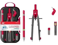 Przybory szkolne - Cyrkiel 5 częściowy czerwony - miniaturka - grafika 1