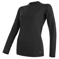 Koszulki sportowe damskie - Koszulka damska Sensor DF Merino Wool dl.r. Rozmiar: M / Kolor: czarny - miniaturka - grafika 1