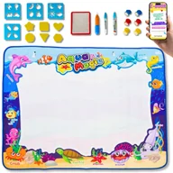Zabawki kreatywne - EDUKACYJNA MATA WODNA Rysowanie Bez Kredek i Farb 100x80 Zestaw XXL z Szablonami i Pieczątkami dla Malucha PREZENT DLA DZIECKA + EBOOK - miniaturka - grafika 1