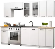 Meble kuchenne - MEBLE KUCHENNE ZESTAW OLIWIA Z WITRYNĄ 2.4M H720 BIAŁY - miniaturka - grafika 1