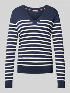 Sweter z dzianiny z prążkowanymi wykończeniami - Swetry damskie - miniaturka - grafika 1