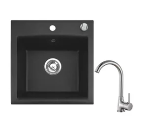 Alveus Mija 10 Czarny + bateria 1147565KC Chrom - Zlewozmywaki z baterią - miniaturka - grafika 1