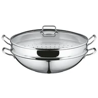 Woki - WMF Macao wok 2-częściowy, bez powłoki,  36 cm, krawędź Party ułatwiająca wylewanie, uchwyt ze stali nierdzewnej Cromargan, do płyty indukcyjnej i mycia w zmywarce 0792566040 - miniaturka - grafika 1