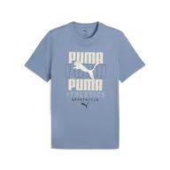 Koszulki sportowe męskie - Męska koszulka z nałożonymi na siebie grafikami PUMA Cool Blue - miniaturka - grafika 1