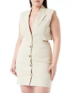 Pinko Damska szata recidivo Manteau lniana Str casualowa sukienka, C28_beżowe szkło migdałowe, UK XL, C28_beżowe szkło migdałowe. - Sukienki - miniaturka - grafika 1