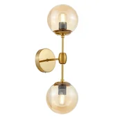 Lampy ścienne - ZODIAK W2 kinkiet mosiężny loft klosze szklane bursztynowe 2xE27 - miniaturka - grafika 1