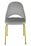 Krzesła - Krzesło Costa Steel Gold, do salonu, do jadalni, tapicerowane, na metalowych złotych nóżkach, szare - miniaturka - grafika 1