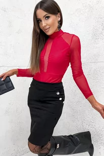 BODY ONE SIZE ZE STÓJKĄ I PLECAMI Z SIATKI- CZERWONE - Olika - Body - miniaturka - grafika 1