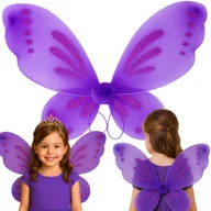 Stroje karnawałowe - Skrzydła Wróżki Strój Motylka Elf Wróżka Motyl Przebranie Na Bal Karnawał Fioletowe - miniaturka - grafika 1