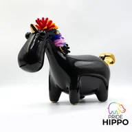 Figurki dekoracyjne - Jednorożec tęczowy pride ceramiczny czarny - miniaturka - grafika 1