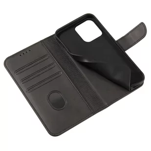 Magnet Case elegancki futerał etui pokrowiec z klapką i funkcją podstawki iPhone 13 czarny - Etui i futerały do telefonów - miniaturka - grafika 6